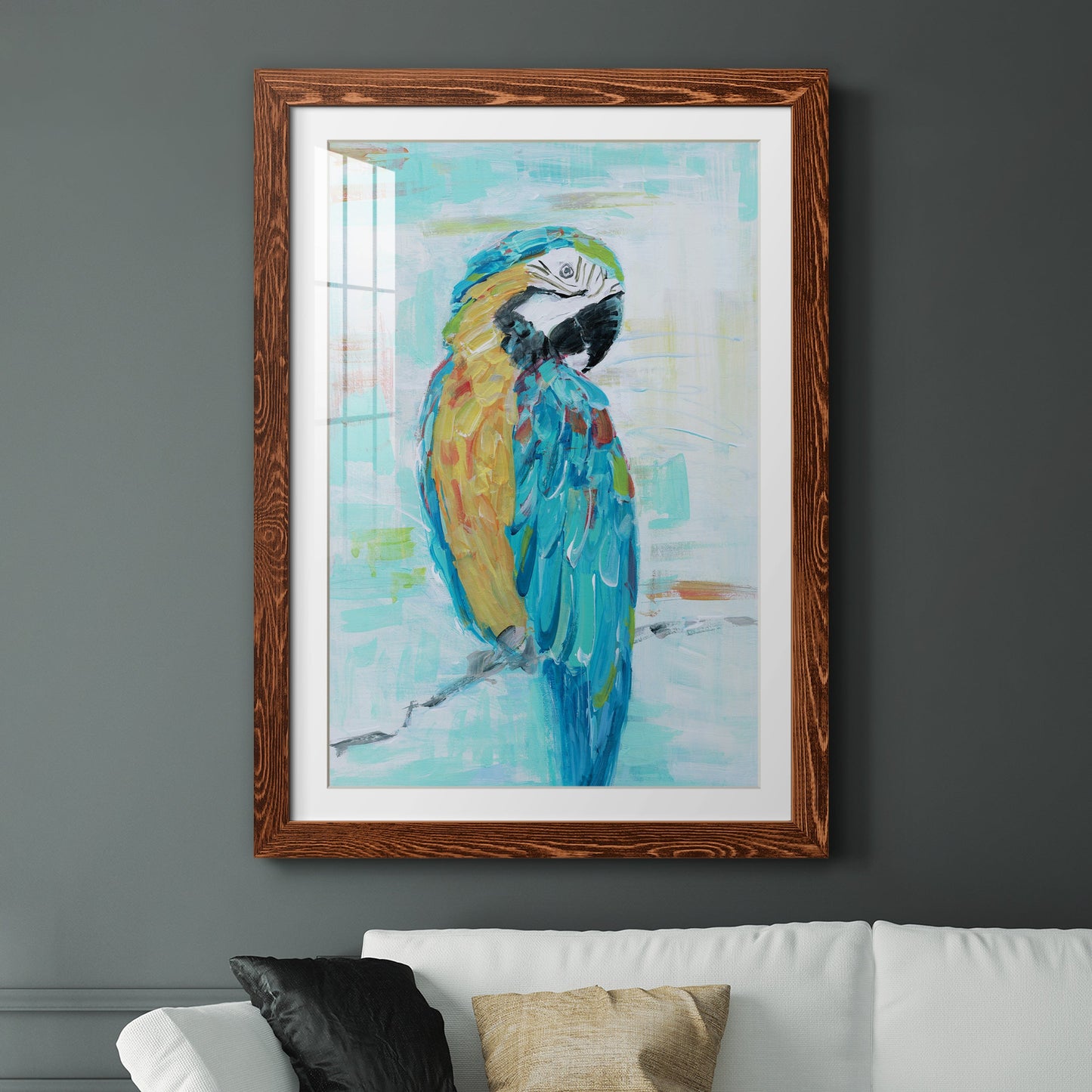 Island Parrot I - Premium Framed Print - Distressed Barnwood Frame - Ready to Hang