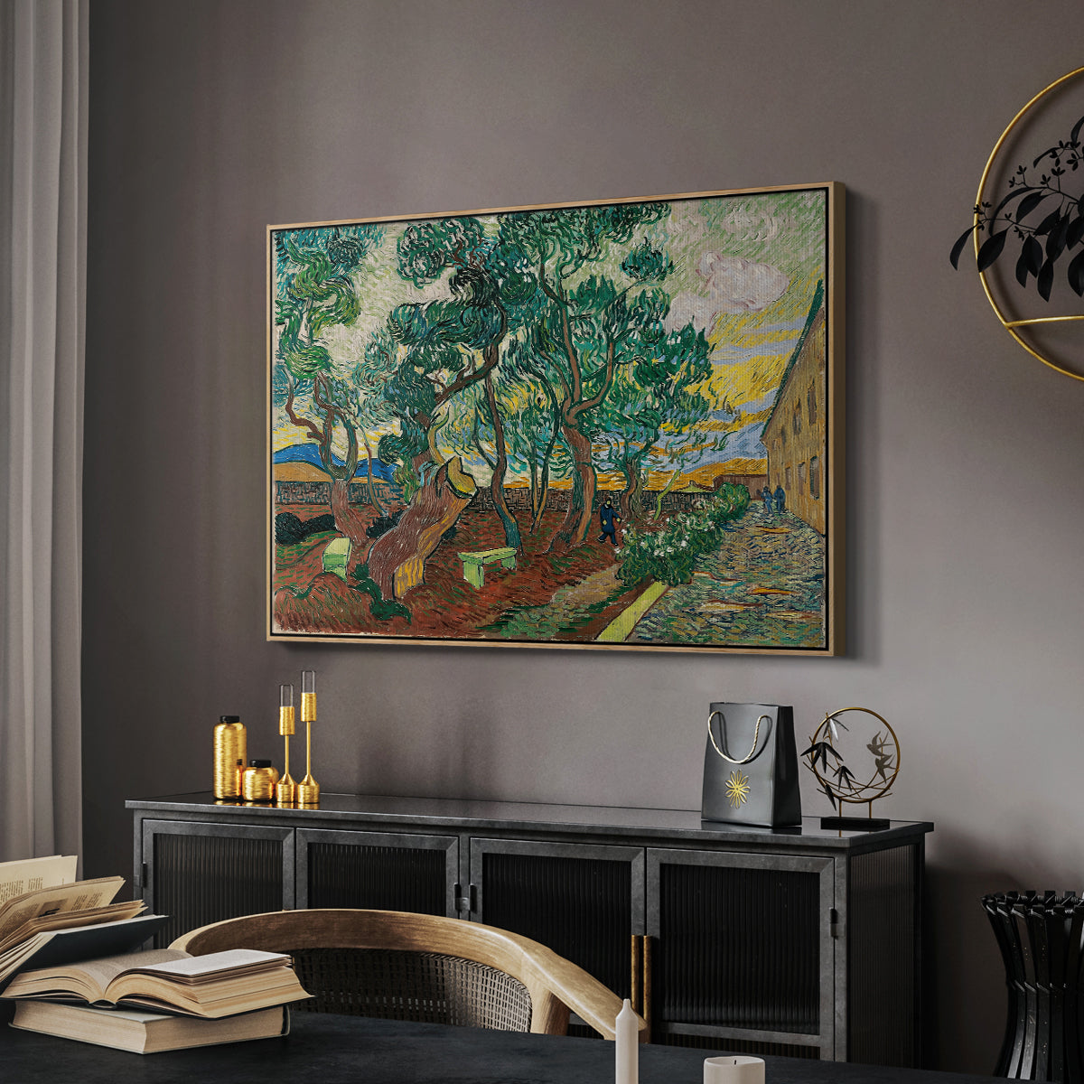 The Garden of Saint-Paul Hospital, 1889 - Floater Framed Canvas Print