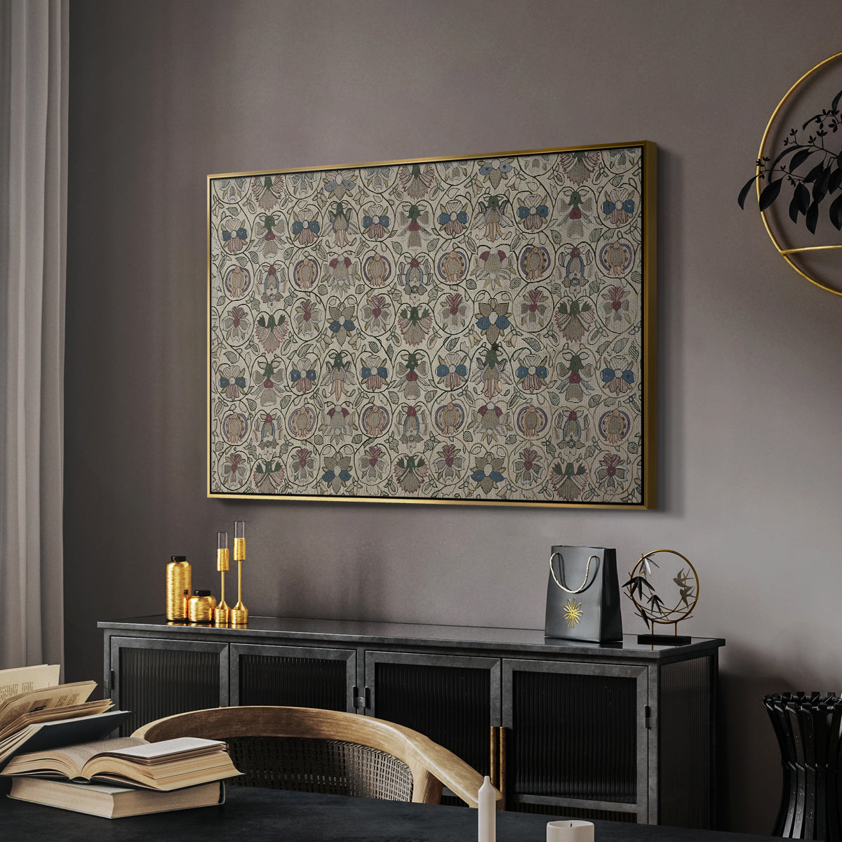 Long Cushion Cover (Printed Textile), c. 1600 - Floater Framed Canvas Print
