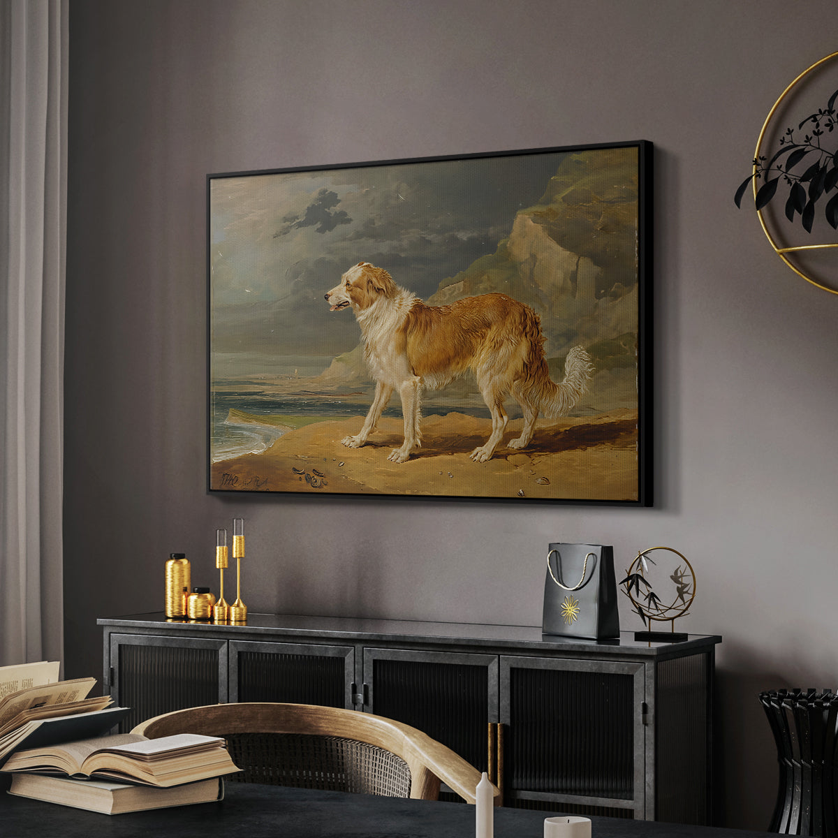 Rough-Coated Collie, 1809 - Floater Framed Canvas Print
