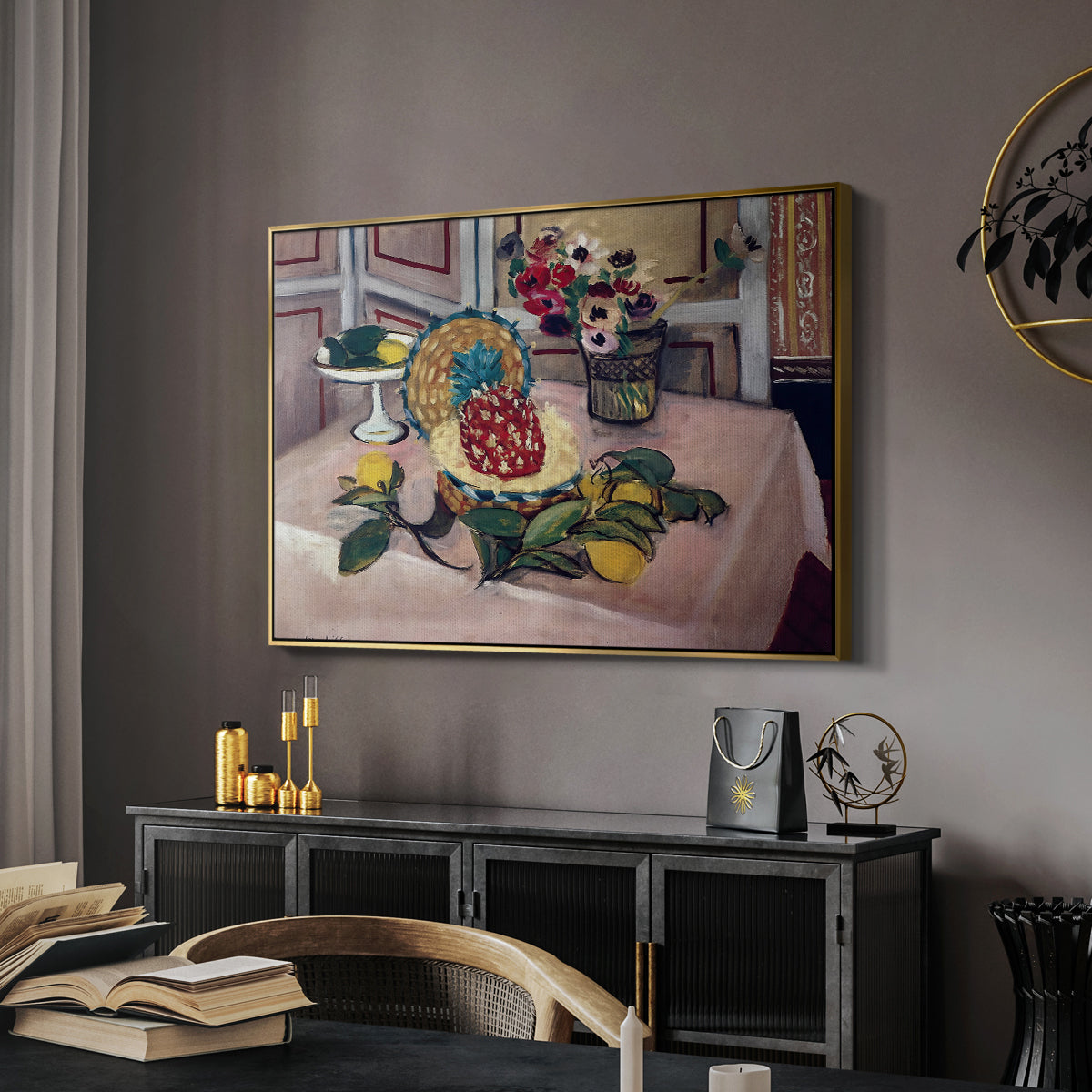 Still Life with Pineapple and Lemons, 1925 - Floater Framed Canvas Print