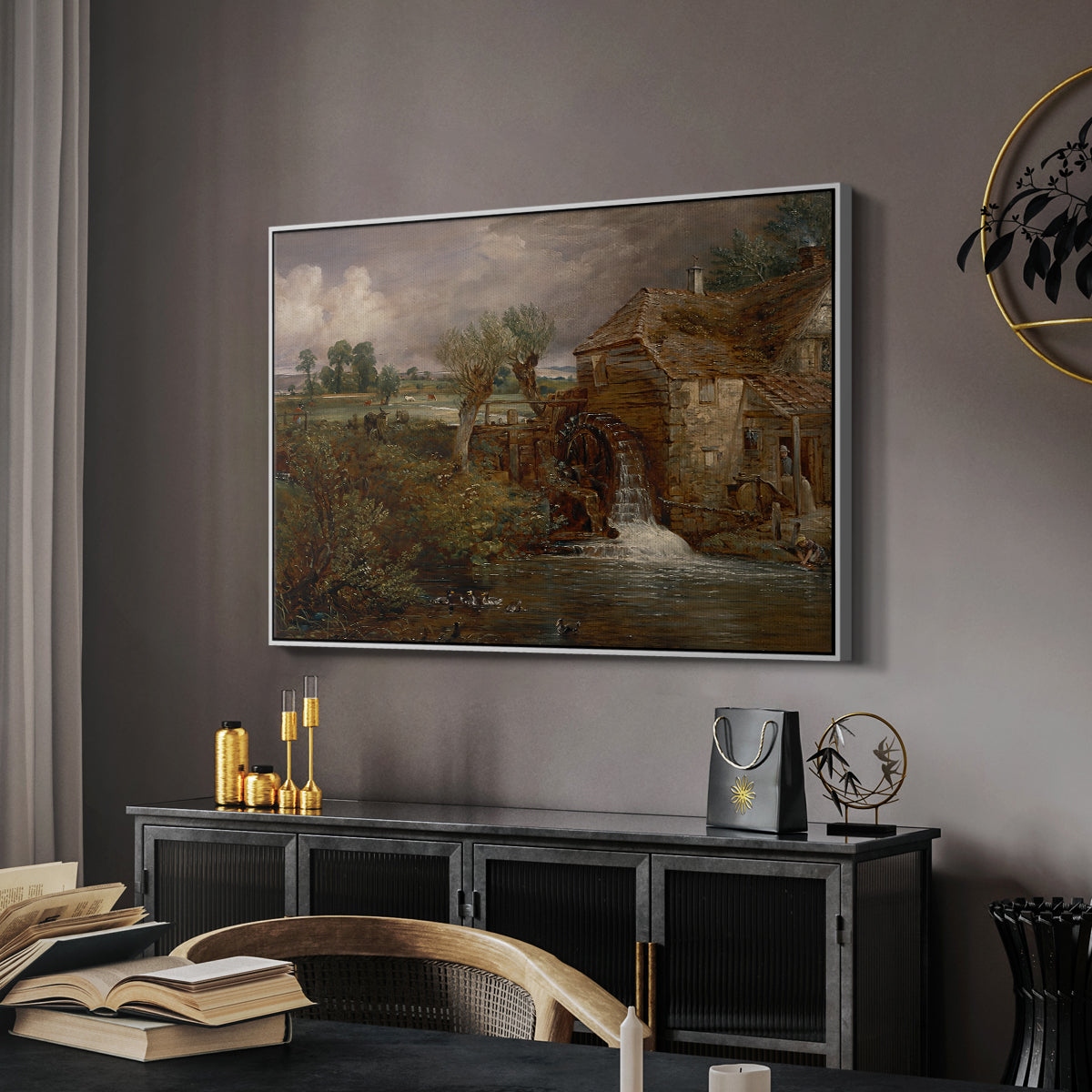 Parham Mill, Gillingham, 1826 - Floater Framed Canvas Print