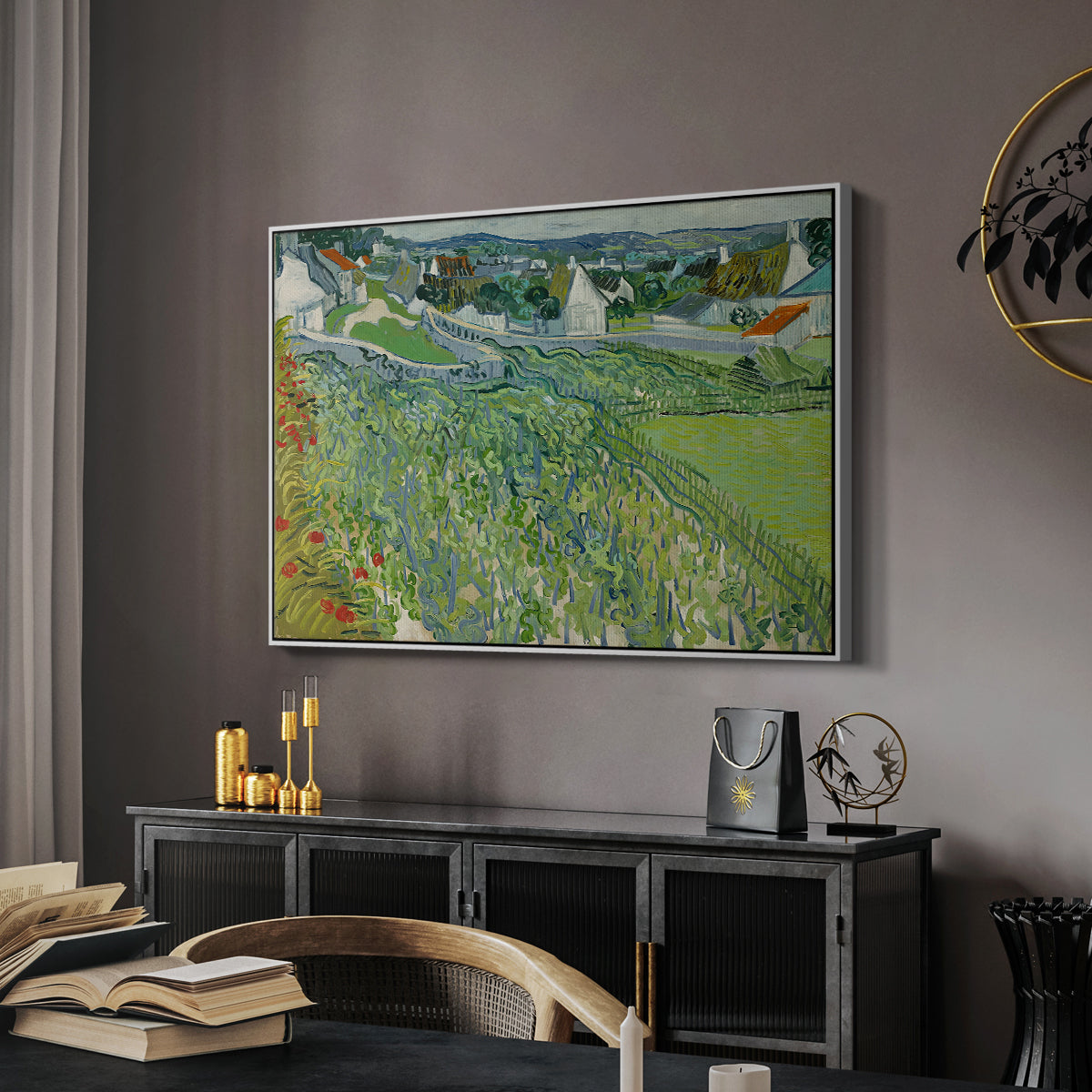 Vineyards at Auvers, 1890 - Floater Framed Canvas Print