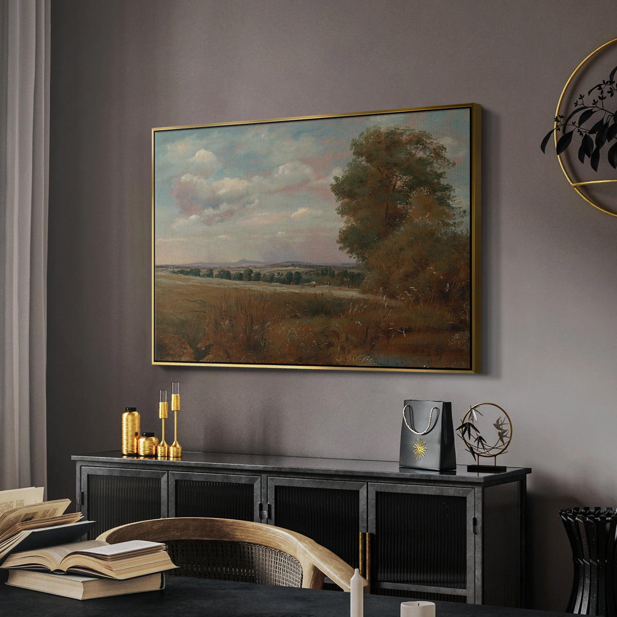 Landscape at Hampstead, with Harrow in the Distance, c. 1849-1855 - Floater Framed Canvas Print