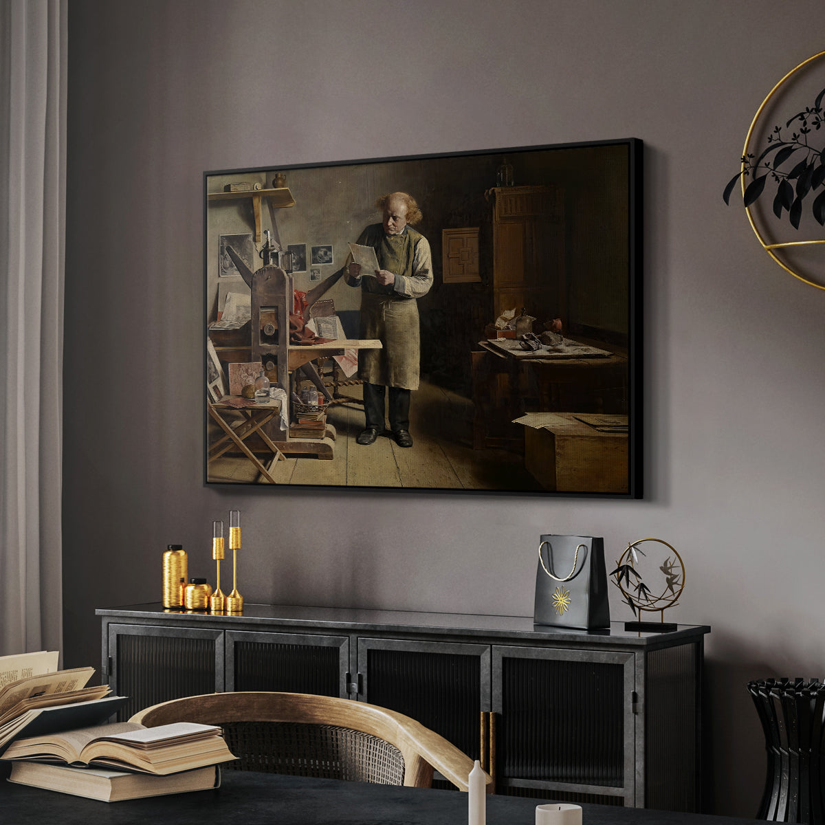 The Plate Printer, 1875 - Floater Framed Canvas Print