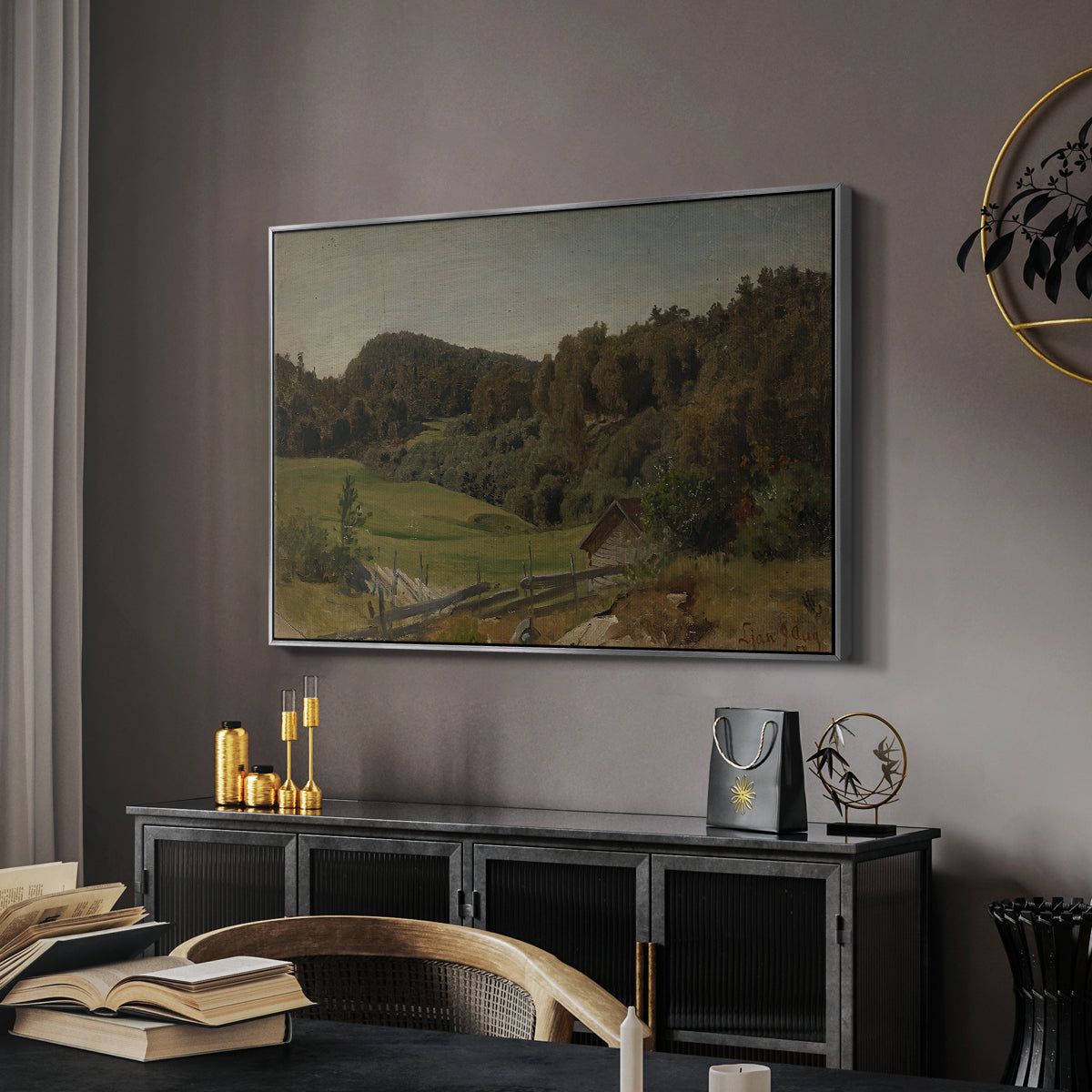 Landscape at Ljan, 1858 - Floater Framed Canvas Print