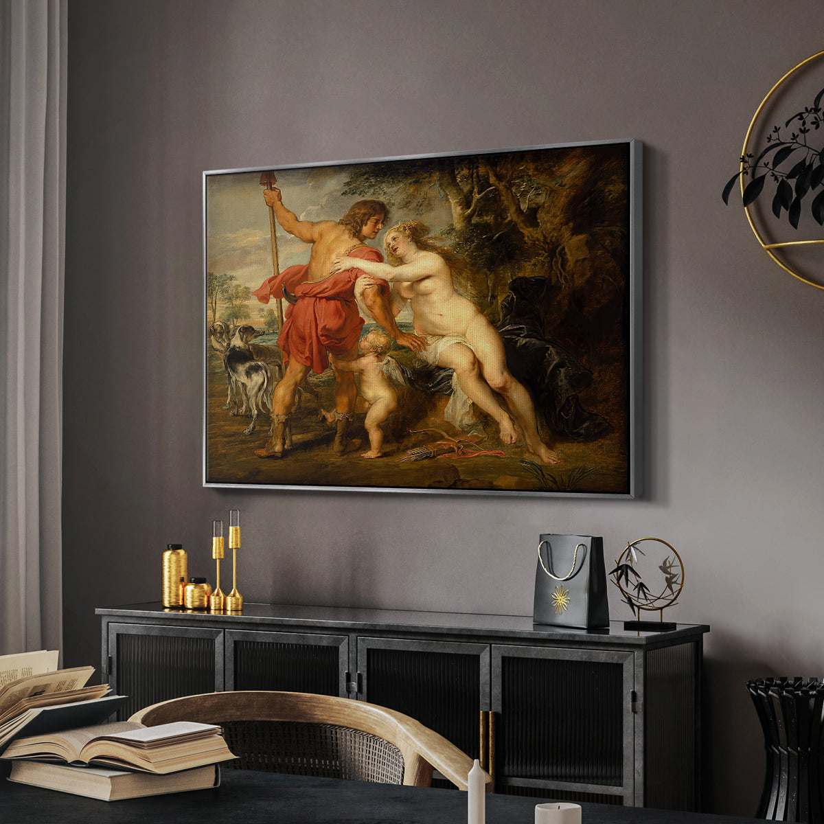 Venus and Adonis, c. 1635 - Floater Framed Canvas Print