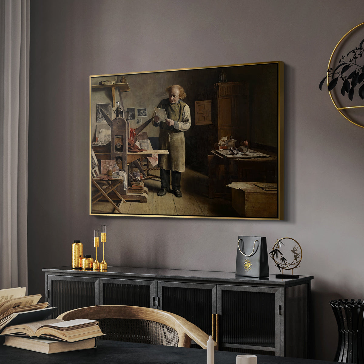 The Plate Printer, 1875 - Floater Framed Canvas Print