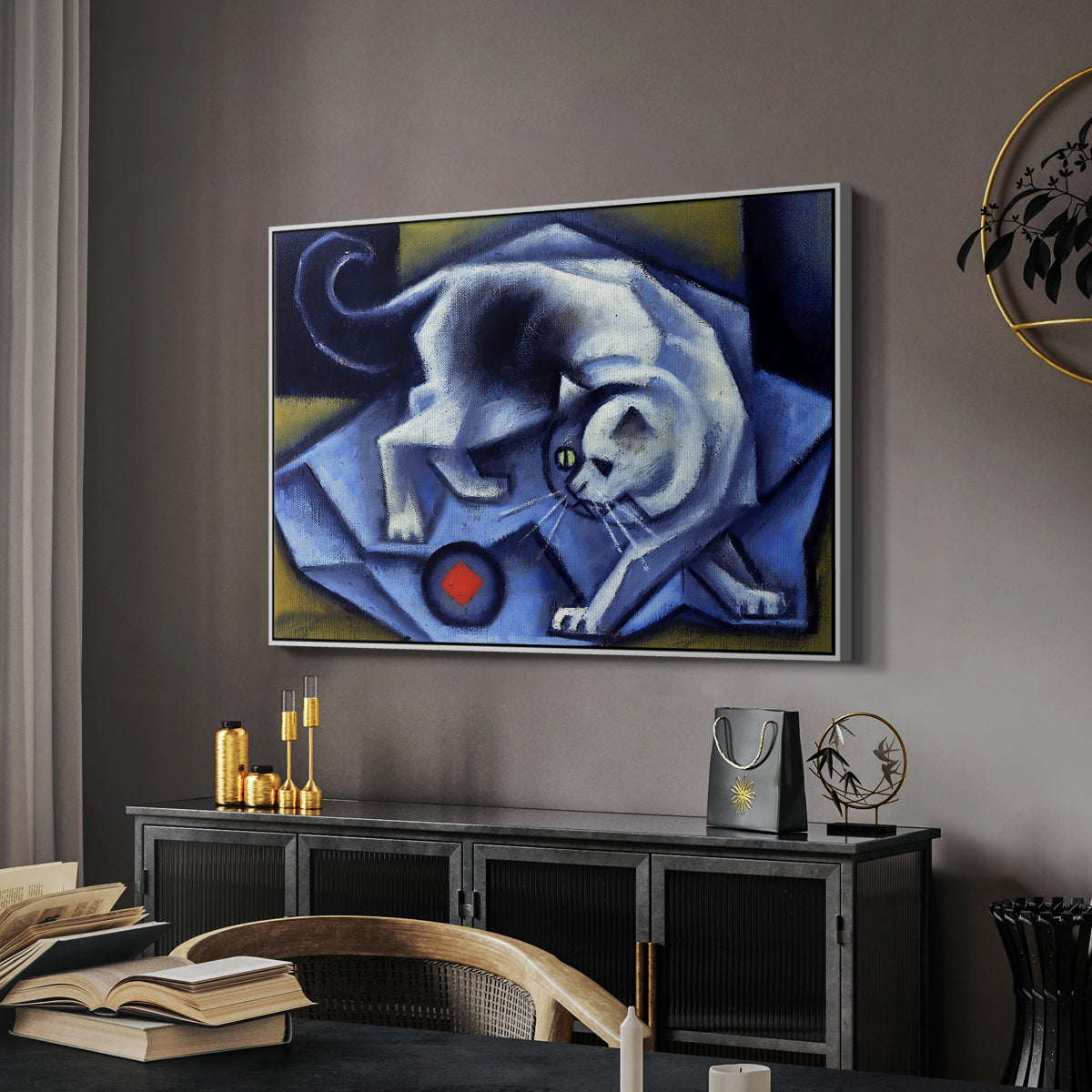 Cat Playing with a Ball, 1945-1950 - Floater Framed Canvas Print