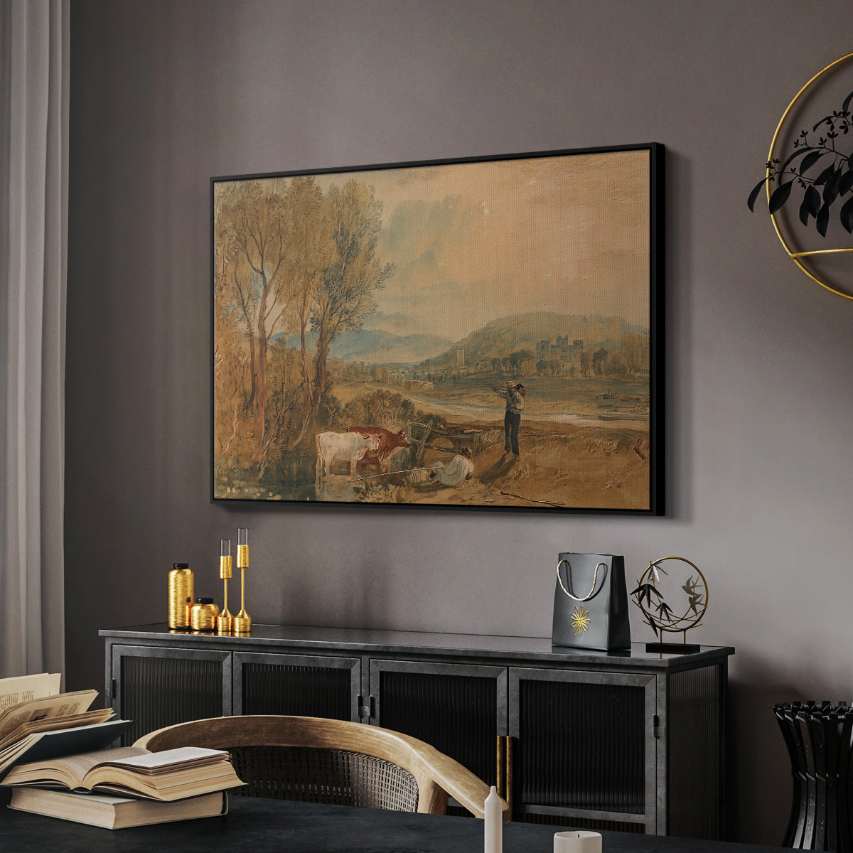 Lulworth Castle, Dorset, c. 1820 - Floater Framed Canvas Print