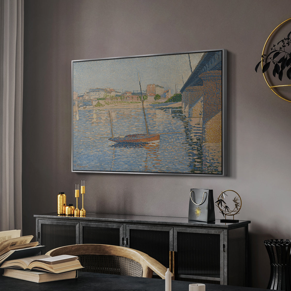 Le Clipper, Asnières, 1887 - Floater Framed Canvas Print