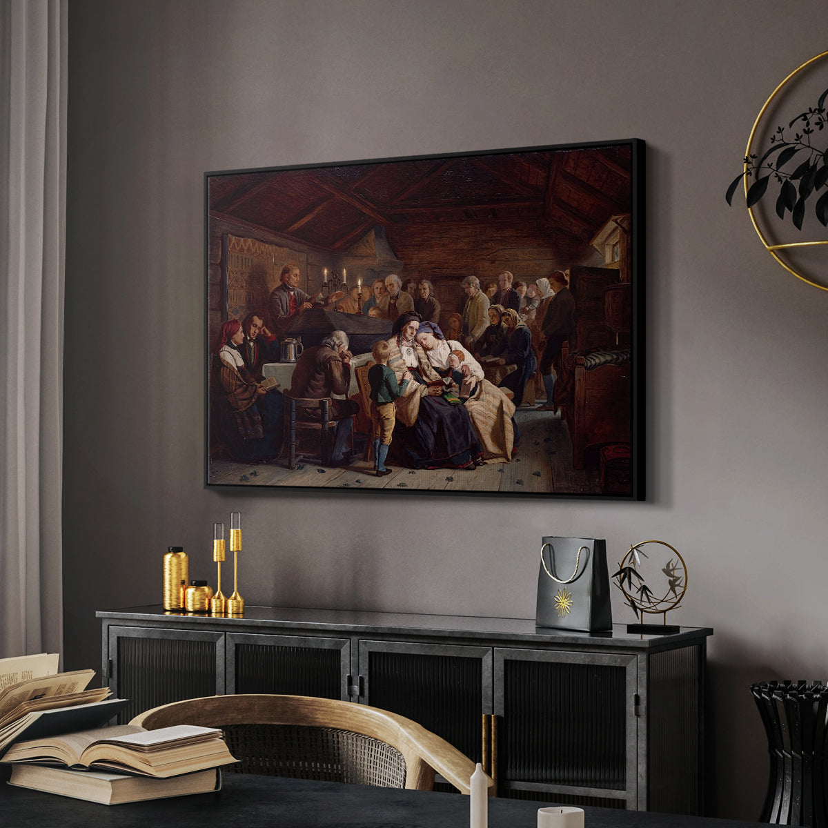 Funeral Feast, 1854 - Floater Framed Canvas Print
