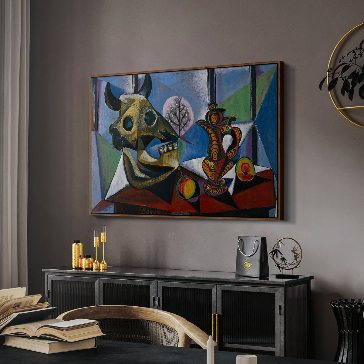 Still Life with Bull's Skull, 1939 - Floater Framed Canvas Print
