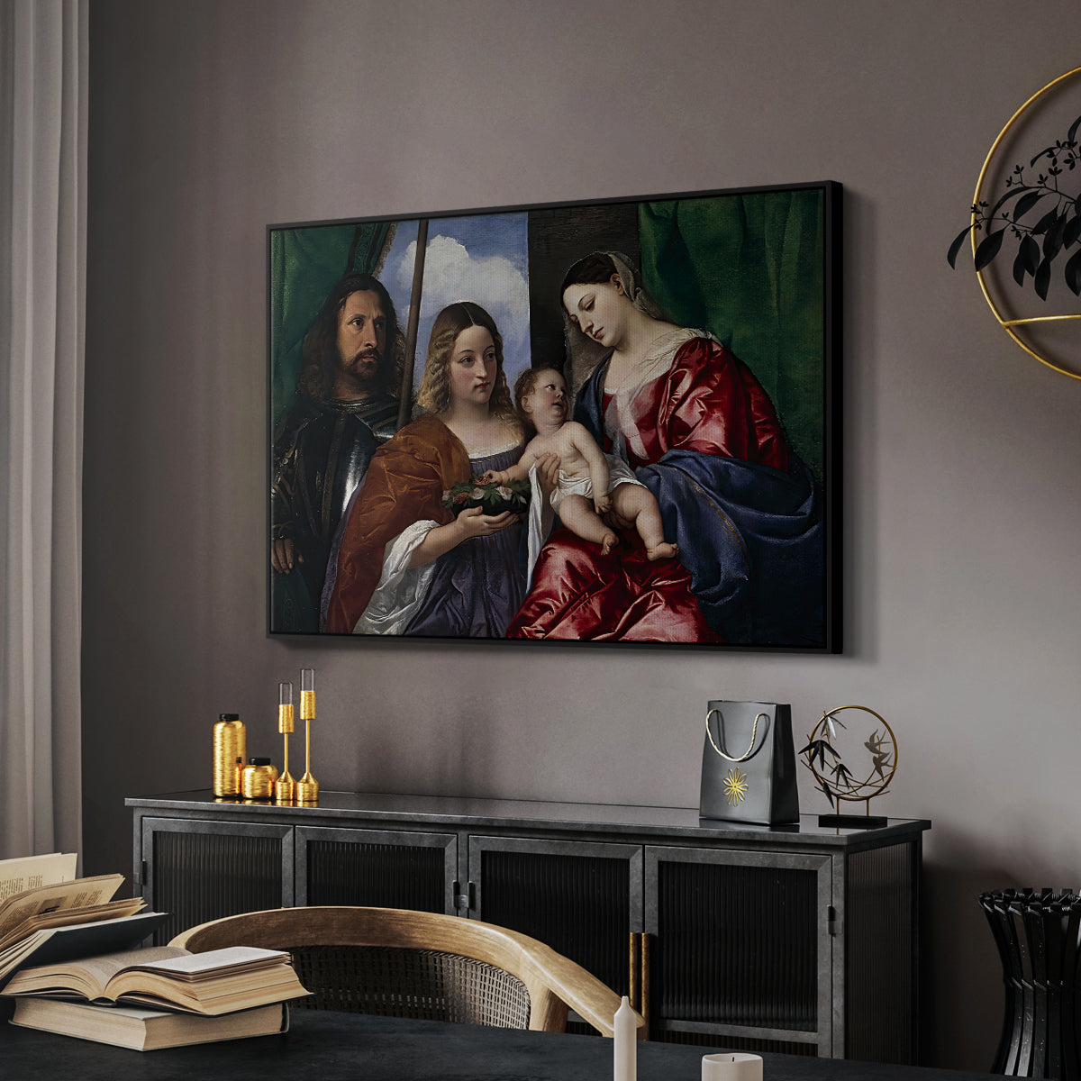 Madonna and Child with Saints Dorothy and George, c. 1516 - Floater Framed Canvas Print