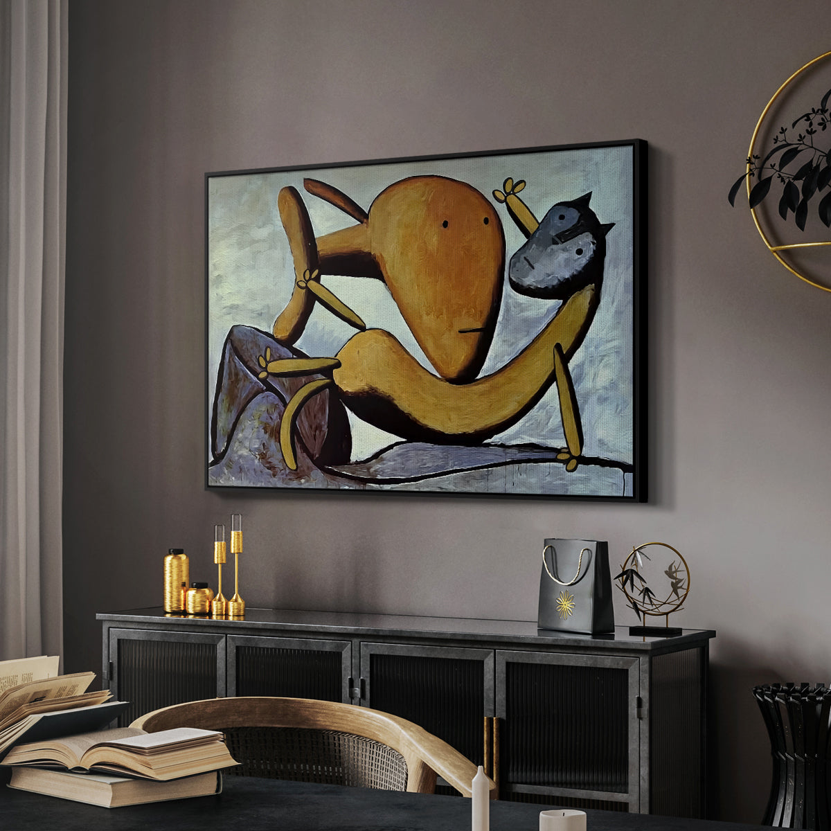 Cat and Big Fish, c. 1931 - Floater Framed Canvas Print
