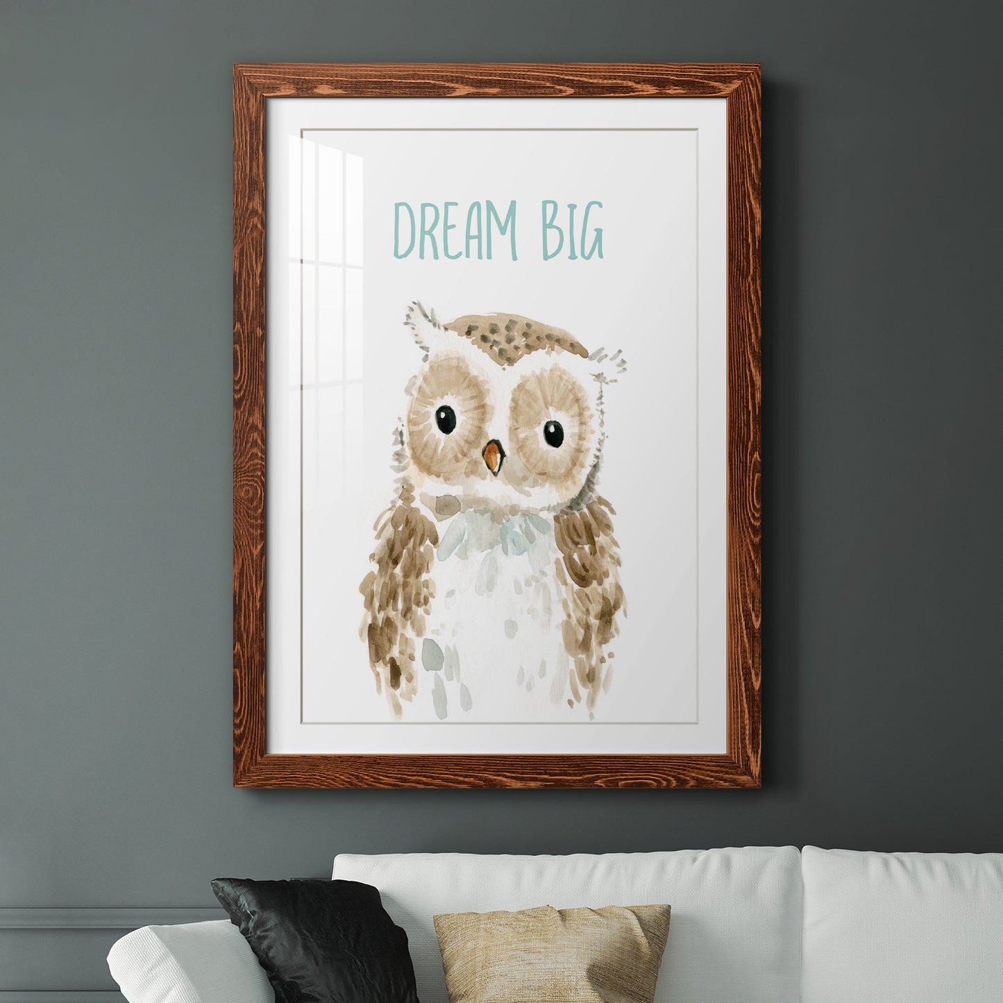 Dream Big Owl - Premium Framed Print - Distressed Barnwood Frame - Ready to Hang