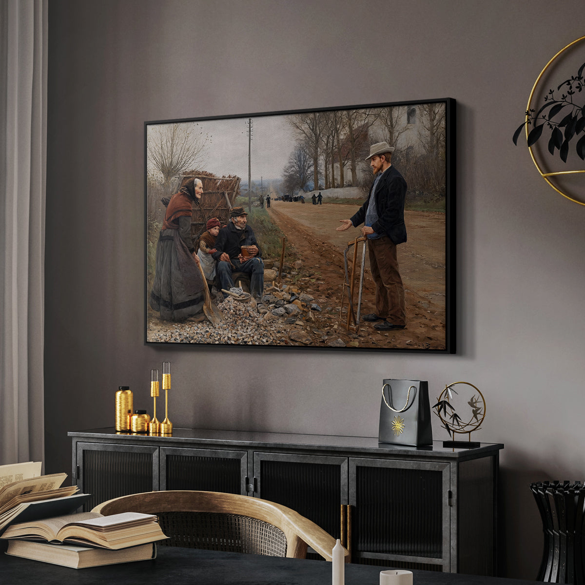 People by a Road, 1893 - Floater Framed Canvas Print