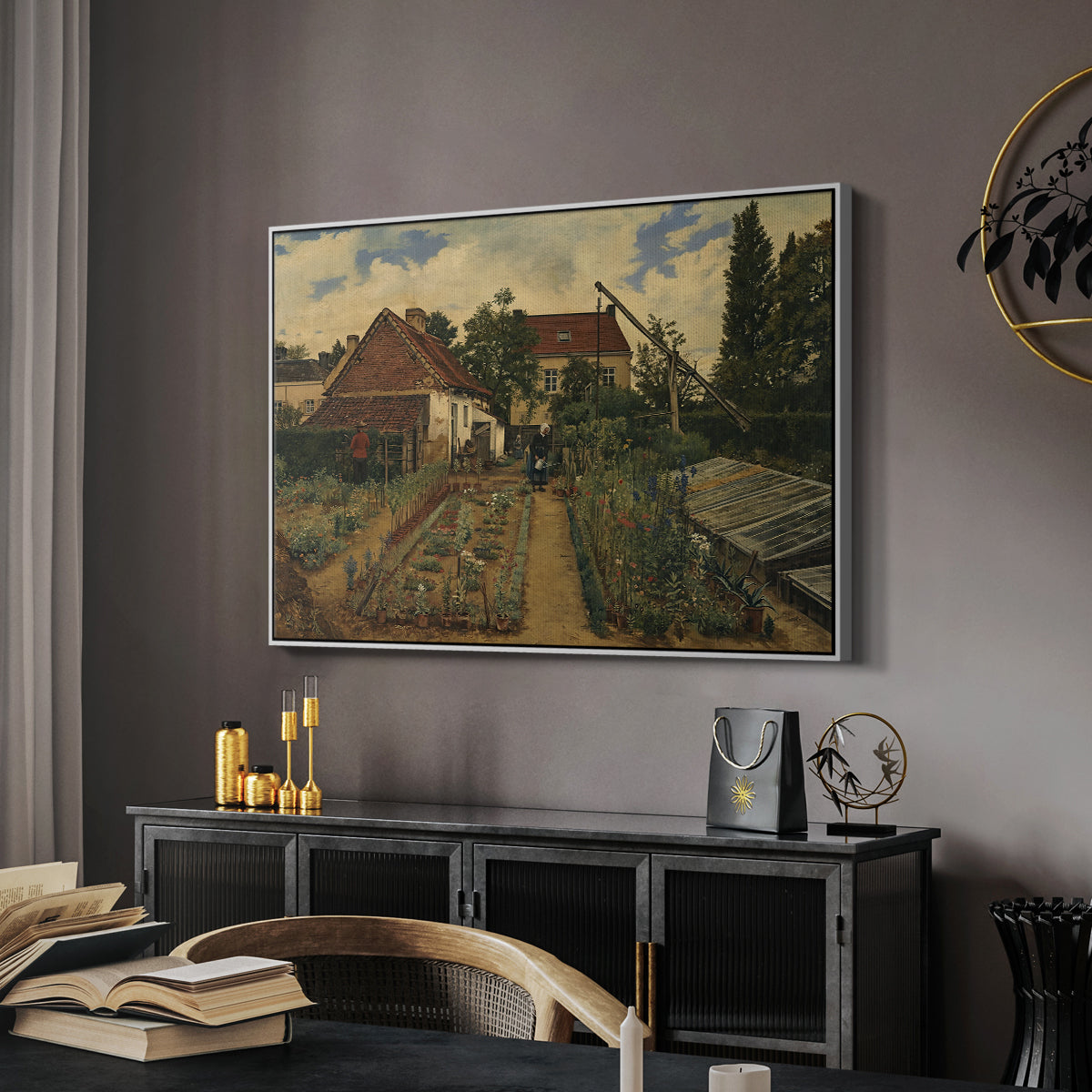 Garden of a Florist (The Flower Garden), 1864 - Floater Framed Canvas Print
