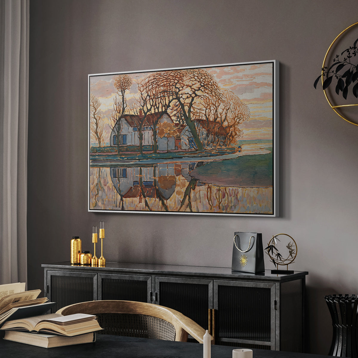 Farm near Duivendrecht, c. 1916 - Floater Framed Canvas Print