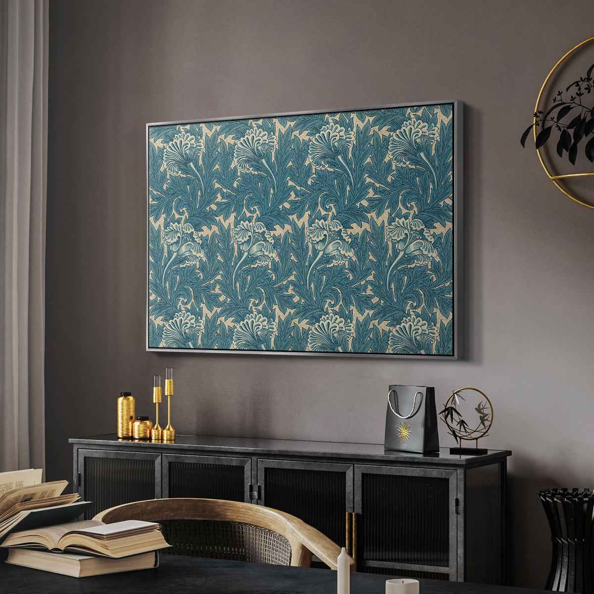 Tulip (Teal), 1875 - Floater Framed Canvas Print