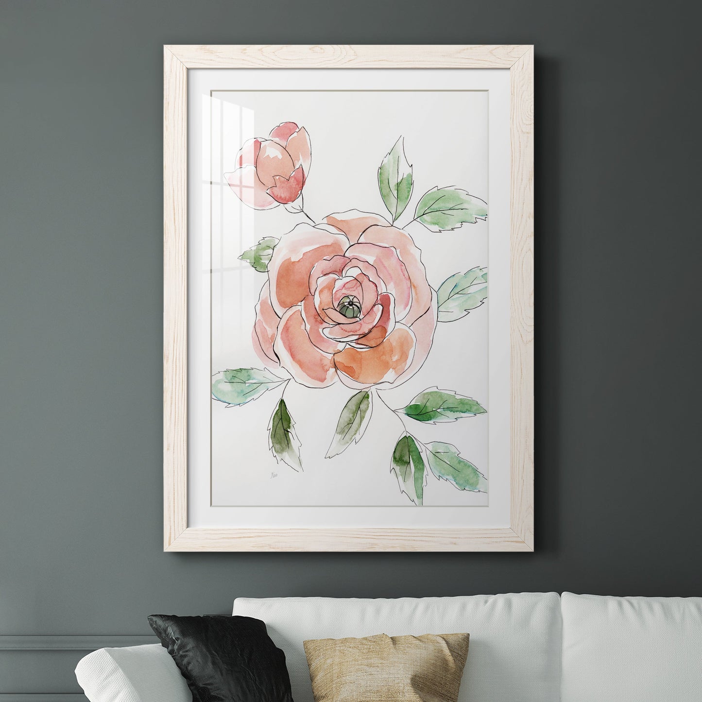 Rose Contour - Barnwood Framed Art Print