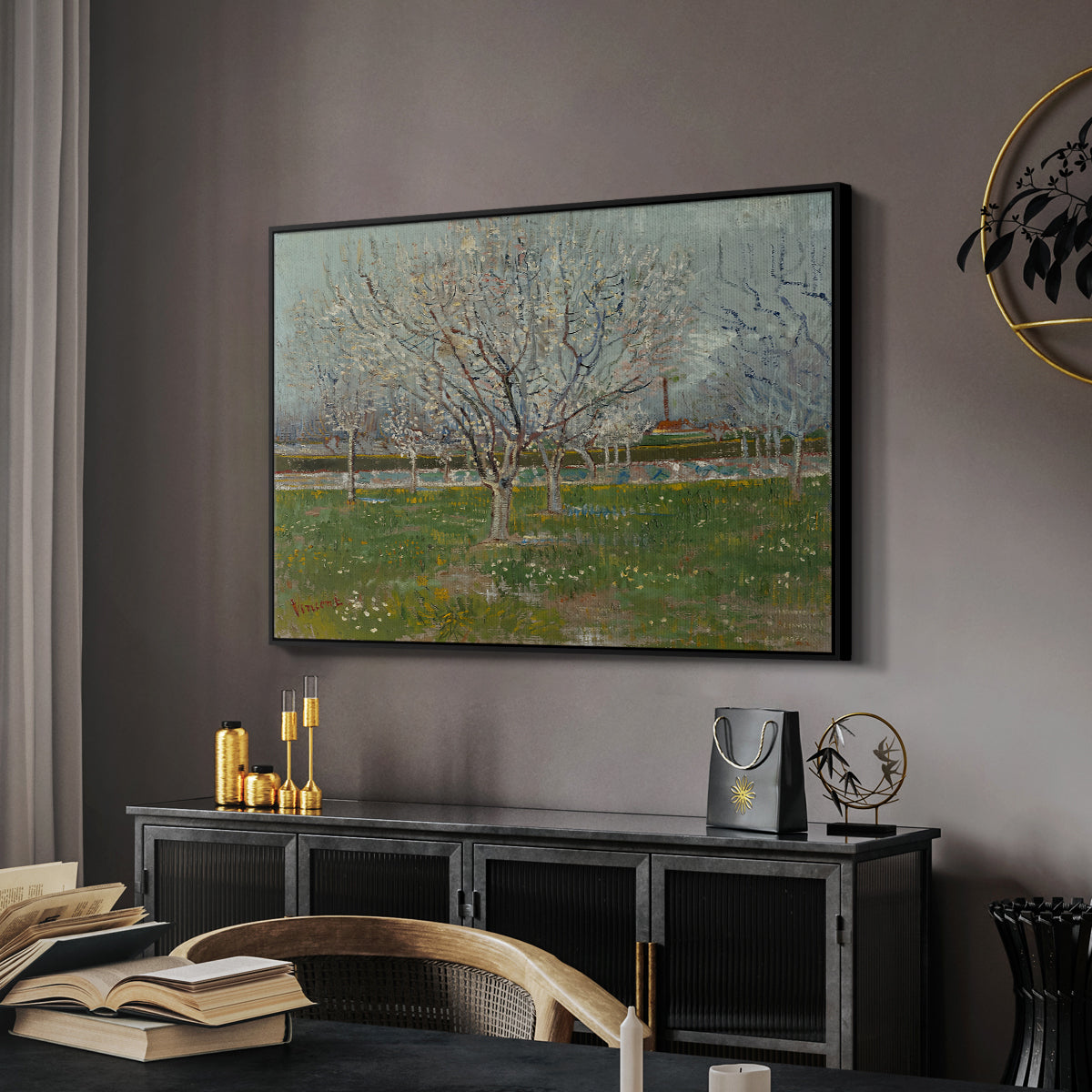 Orchard in Blossom (Plum Trees), 1888 - Floater Framed Canvas Print