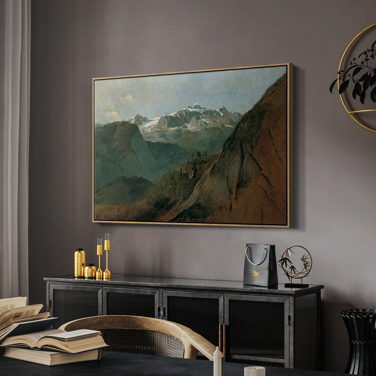 The Dachstein from the Plassen near Hallstatt, 1827 - Floater Framed Canvas Print