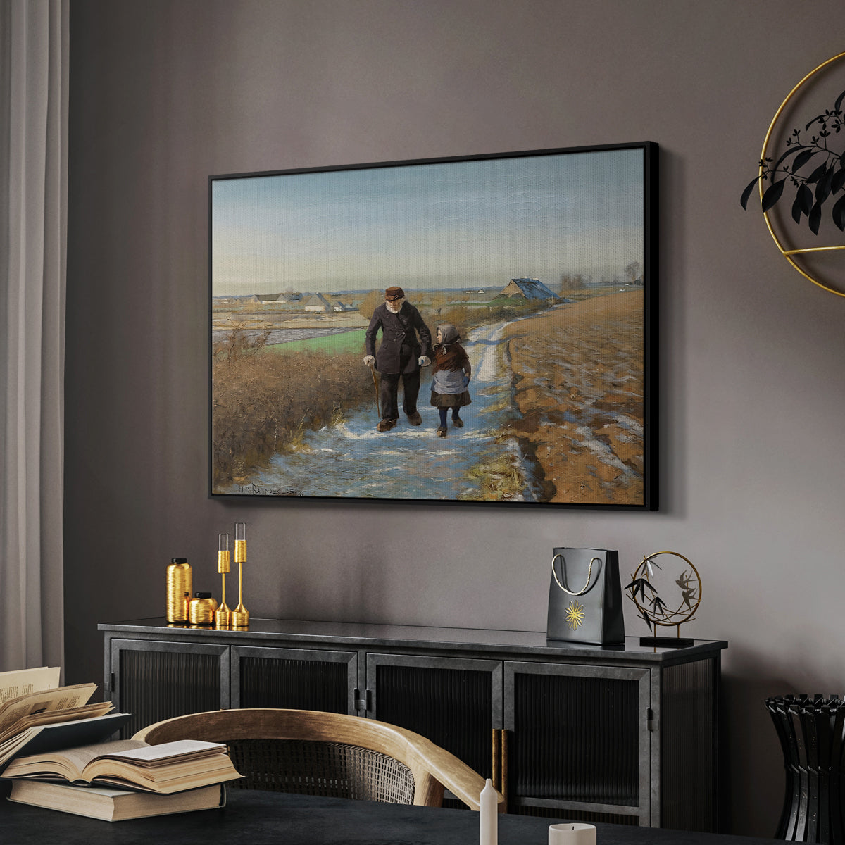 The Old Man and the Child, 1888 - Floater Framed Canvas Print
