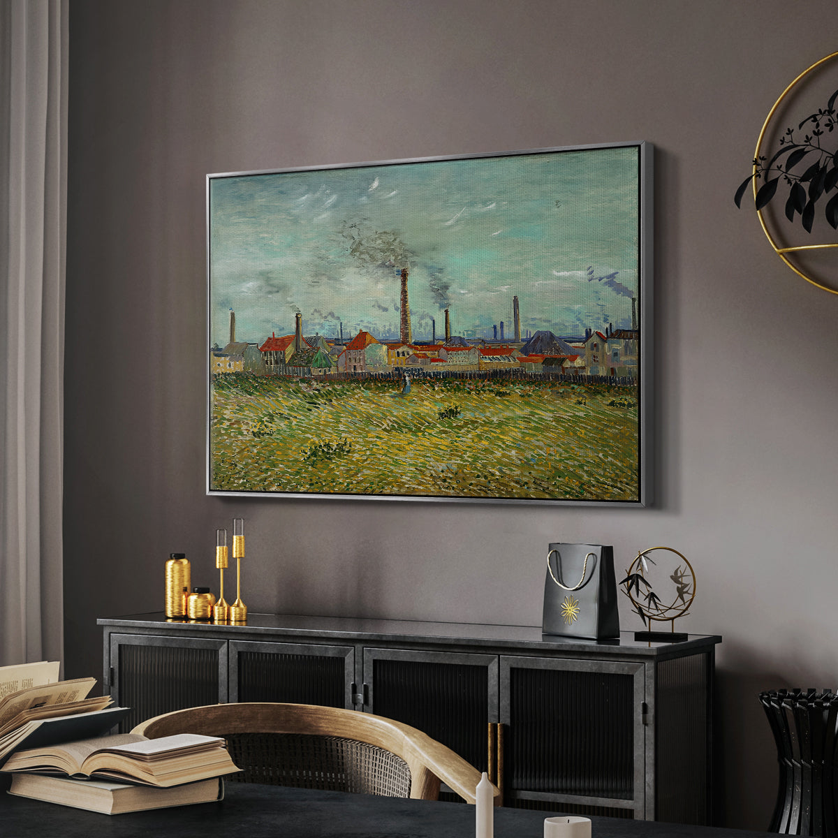 Factories at Clichy, 1887 - Floater Framed Canvas Print
