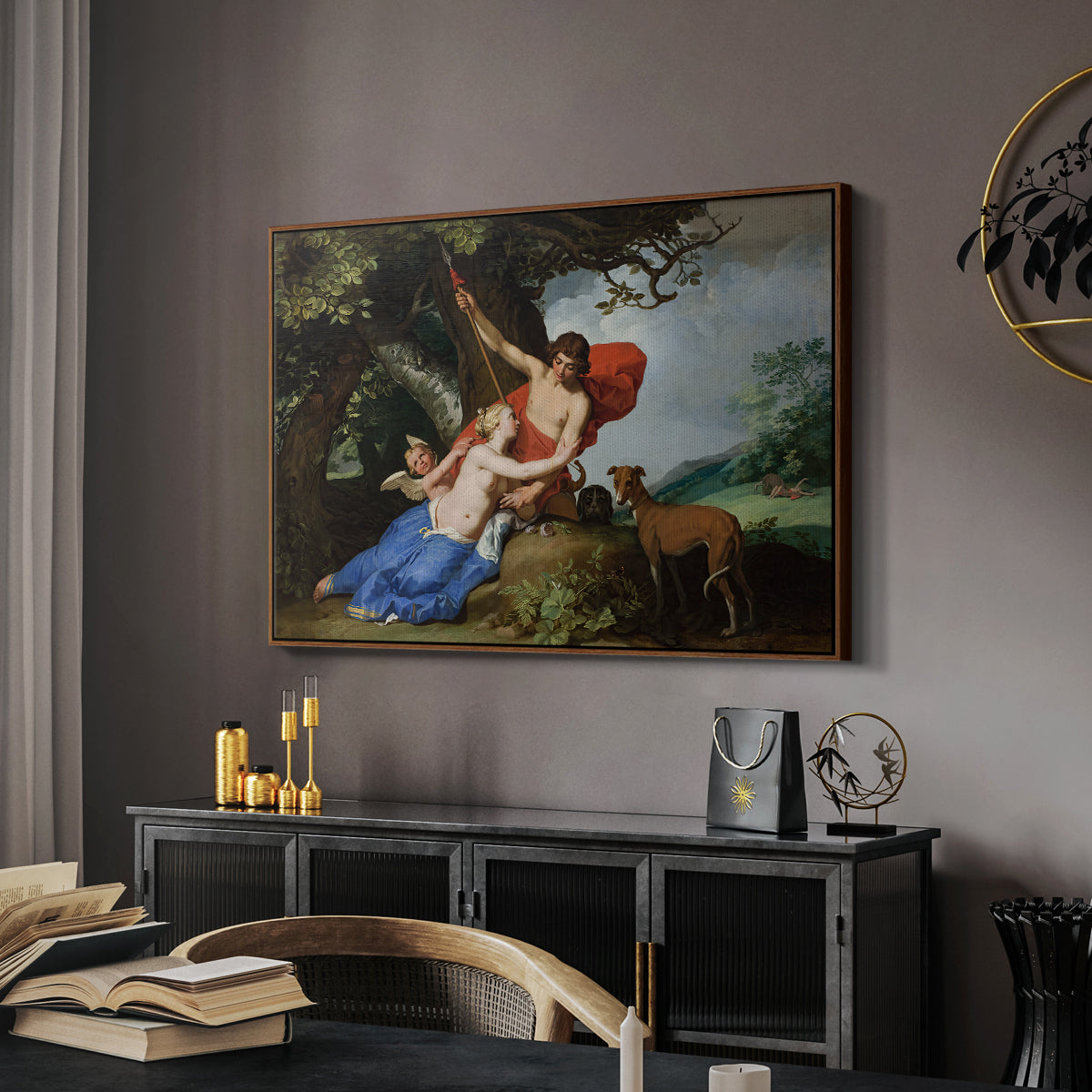 Venus and Adonis, 1632 - Floater Framed Canvas Print