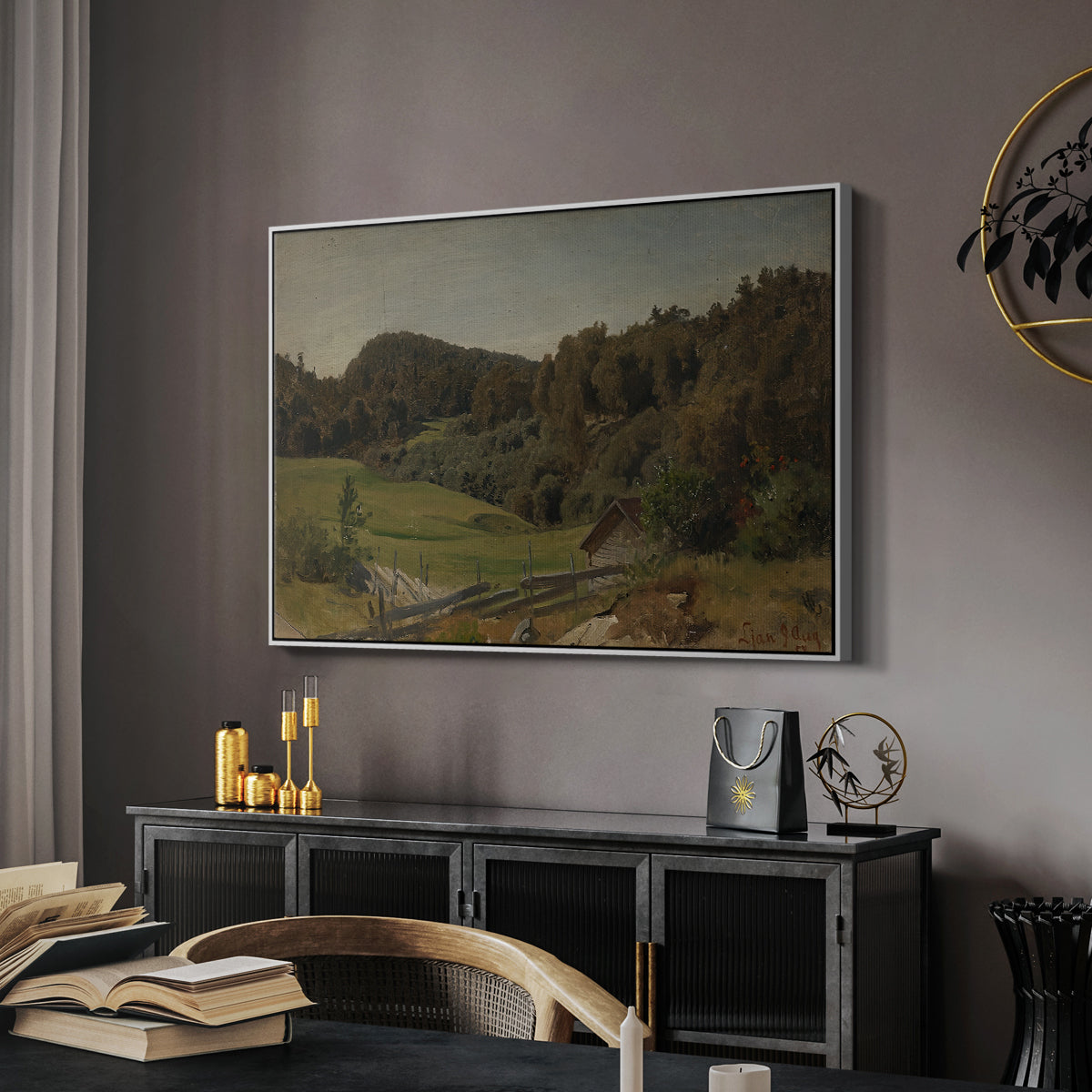Landscape at Ljan, 1858 - Floater Framed Canvas Print