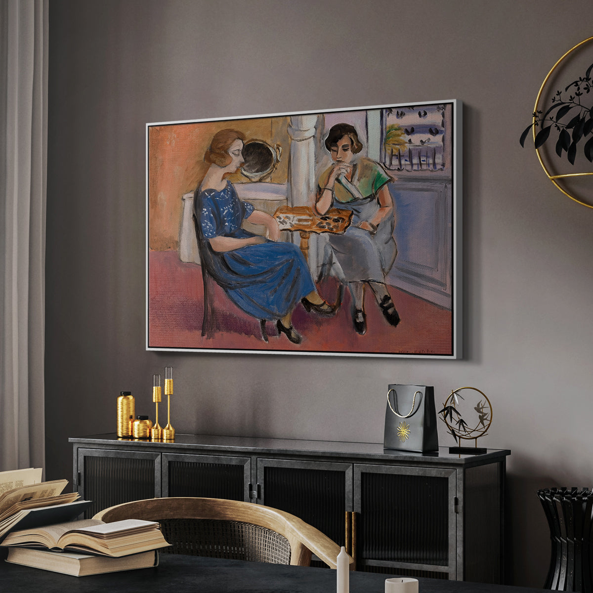 Domino Players, 1921 - Floater Framed Canvas Print