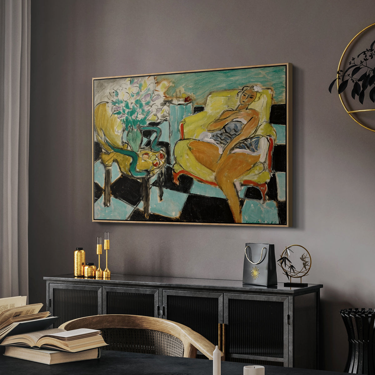 Seated Woman with Flower, 1942 - Floater Framed Canvas Print