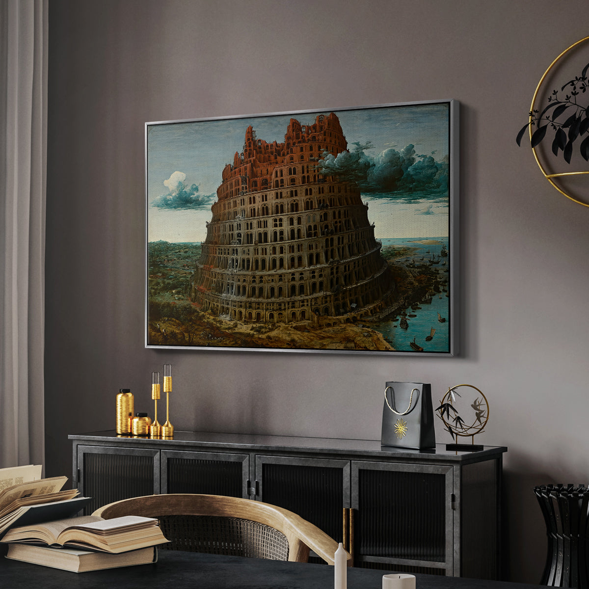 The Tower of Babel, c. 1568 - Floater Framed Canvas Print