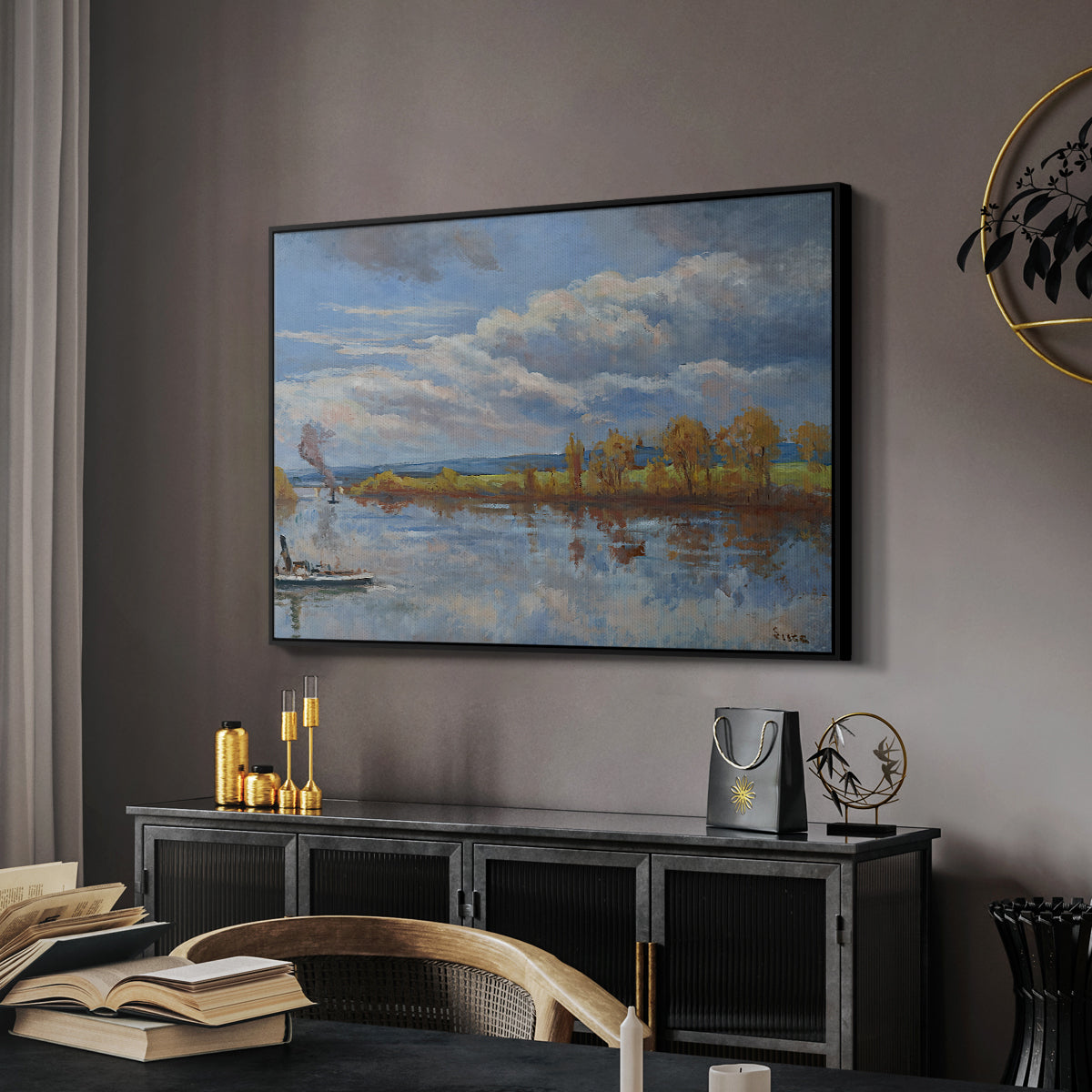 The Banks of the River Seine, 1893 - Floater Framed Canvas Print