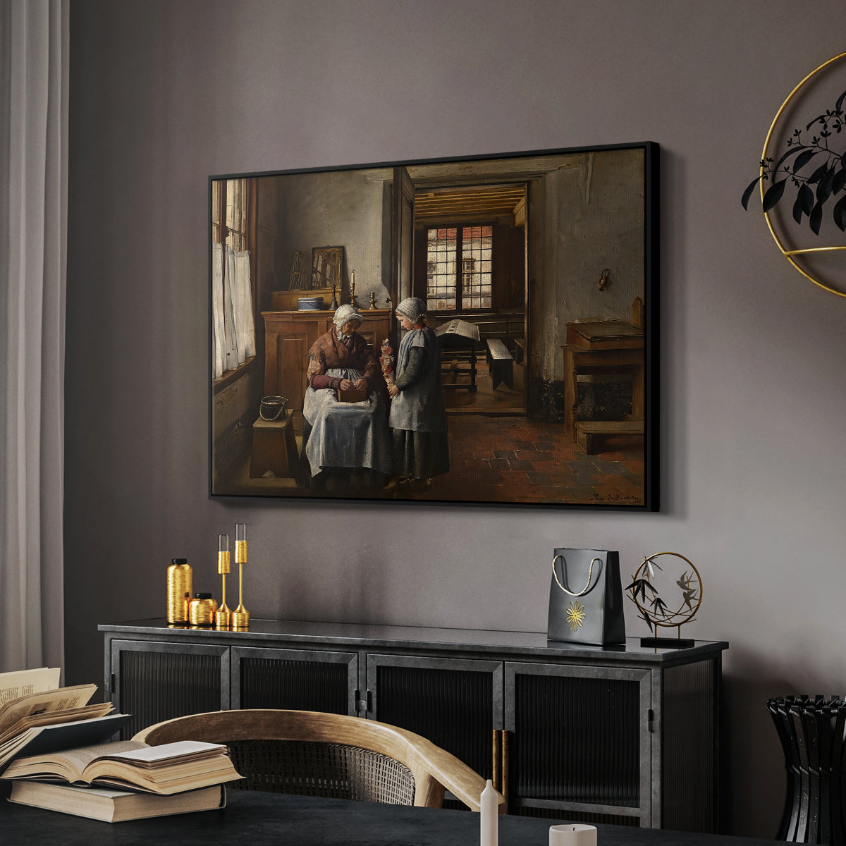 Grandmother's Feast, 1873 - Floater Framed Canvas Print