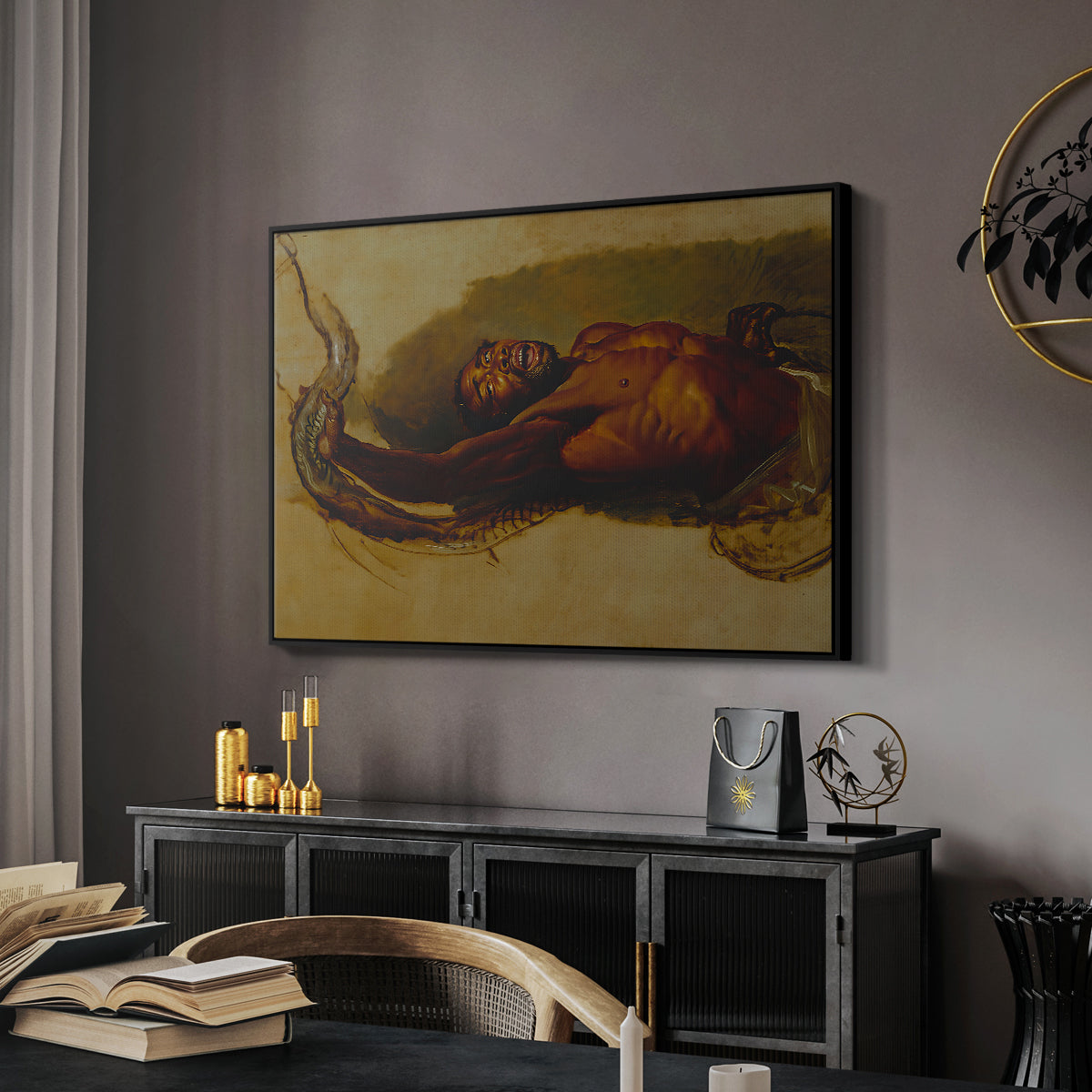 Man Struggling with a Boa Constrictor, c. 1803 - Floater Framed Canvas Print