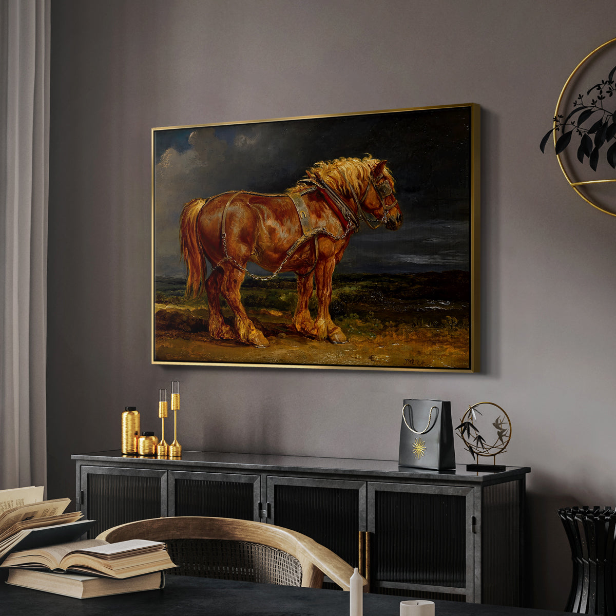 The Shire Horse Elephant in an Extensive Landscape, c. 1850s - Floater Framed Canvas Print