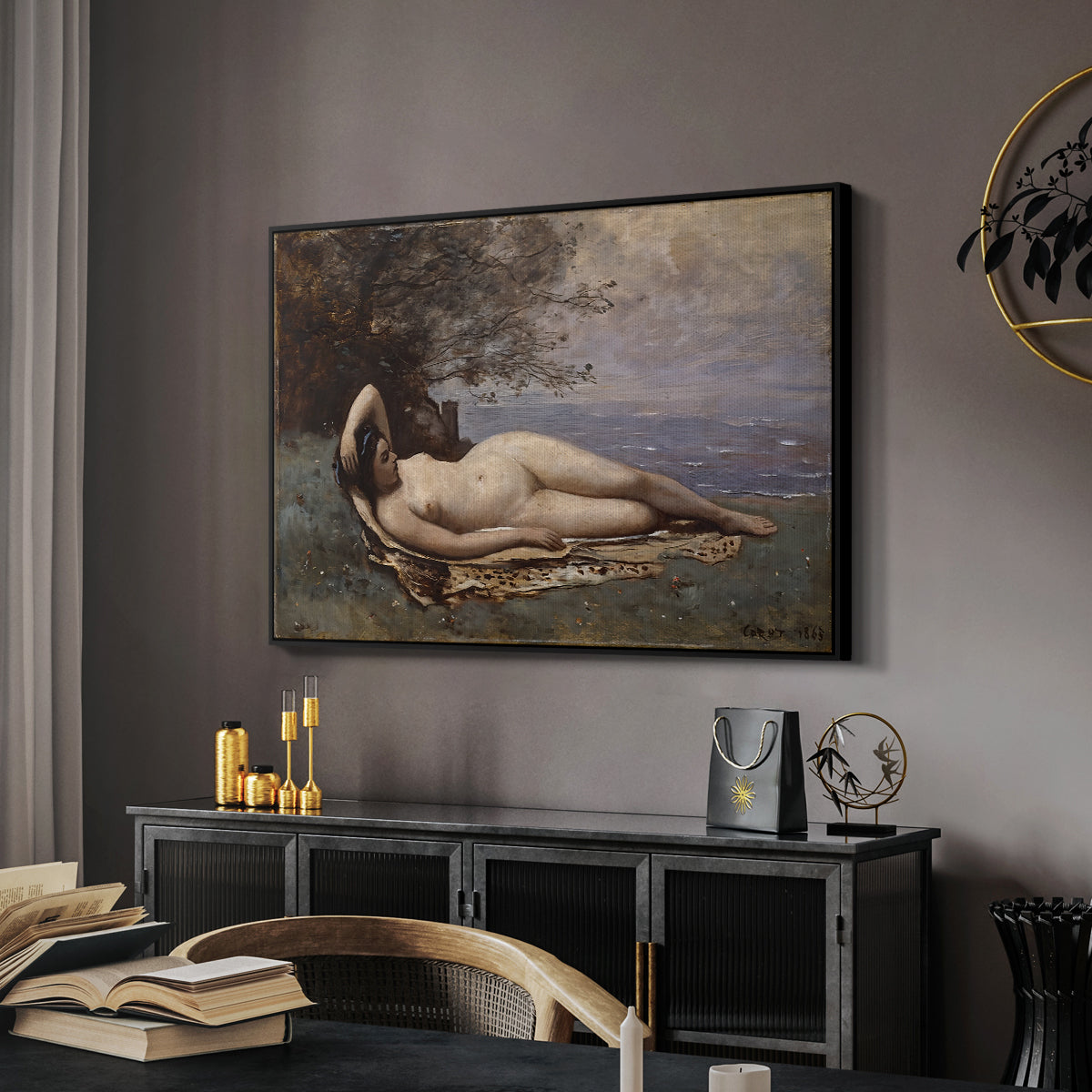 Bacchante by the Sea, 1865 - Floater Framed Canvas Print