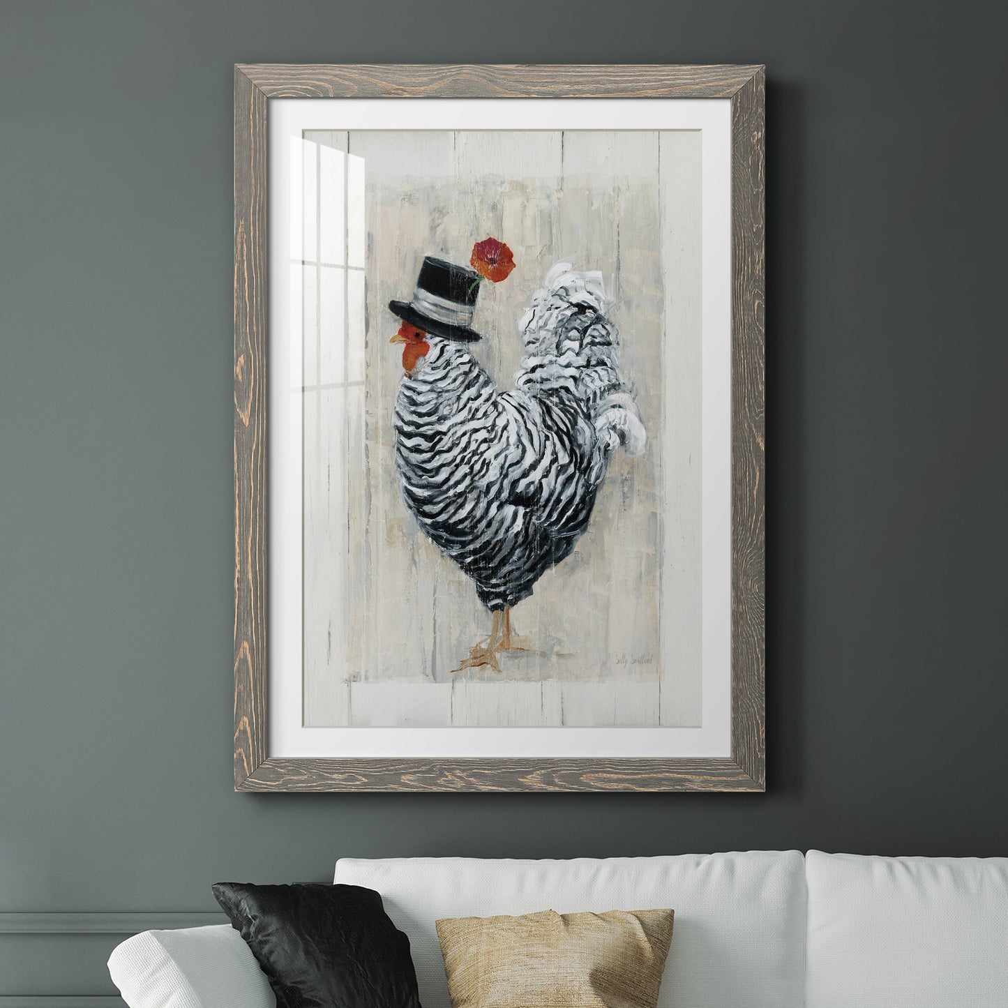 Sunday Best Rooster - Premium Framed Print - Distressed Barnwood Frame - Ready to Hang