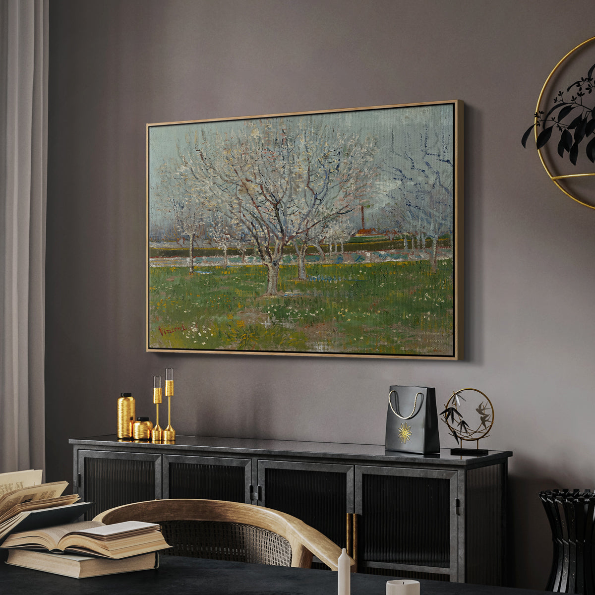 Orchard in Blossom (Plum Trees), 1888 - Floater Framed Canvas Print