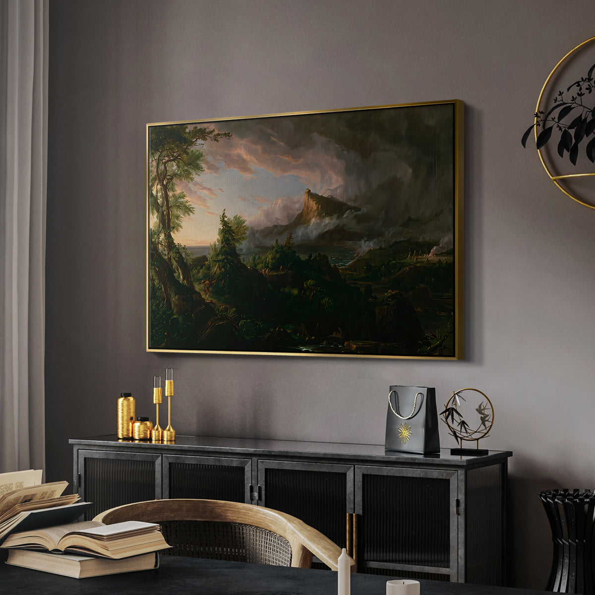 The Course of Empire: The Savage State, 1834 - Floater Framed Canvas Print