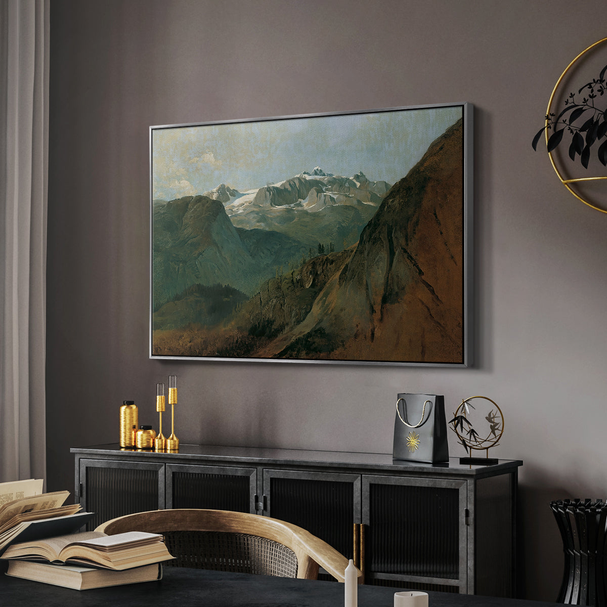The Dachstein from the Plassen near Hallstatt, 1827 - Floater Framed Canvas Print