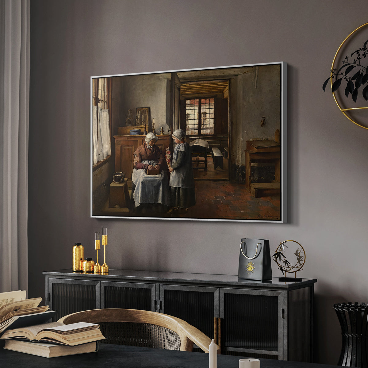 Grandmother's Feast, 1873 - Floater Framed Canvas Print
