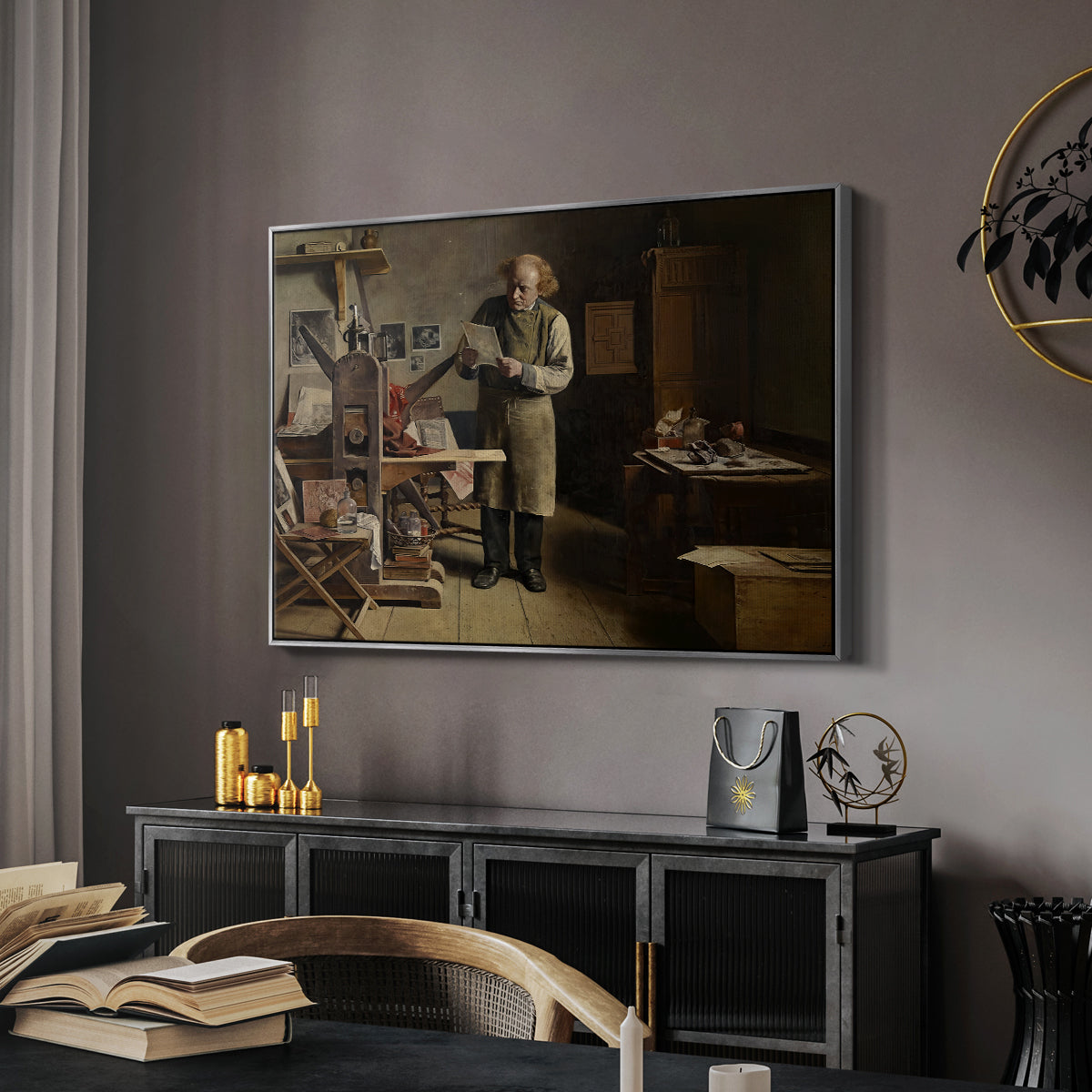 The Plate Printer, 1875 - Floater Framed Canvas Print