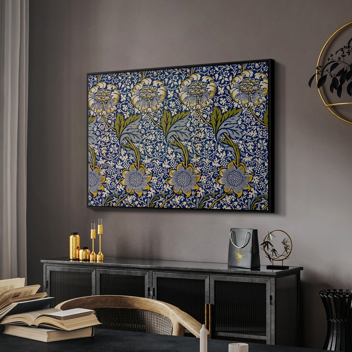 Kennet - Indigo/Gold, 1883 - Floater Framed Canvas Print