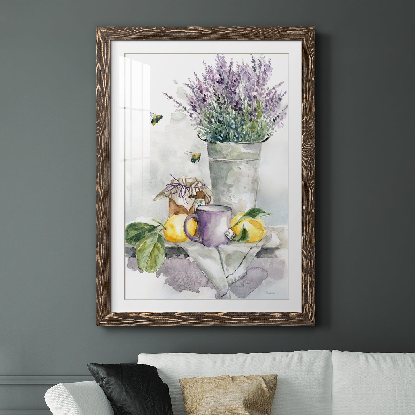 Lavender Lemon and Honey Tea - Premium Framed Print - Distressed Barnwood Frame - Ready to Hang