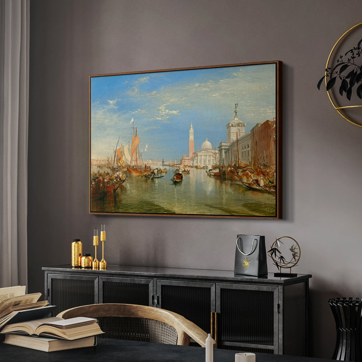 Venice: The Dogana and San Giorgio Maggiore, 1834 - Floater Framed Canvas Print