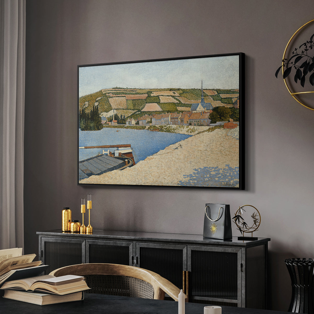The Riverbank, Les Andelys, 1886 - Floater Framed Canvas Print
