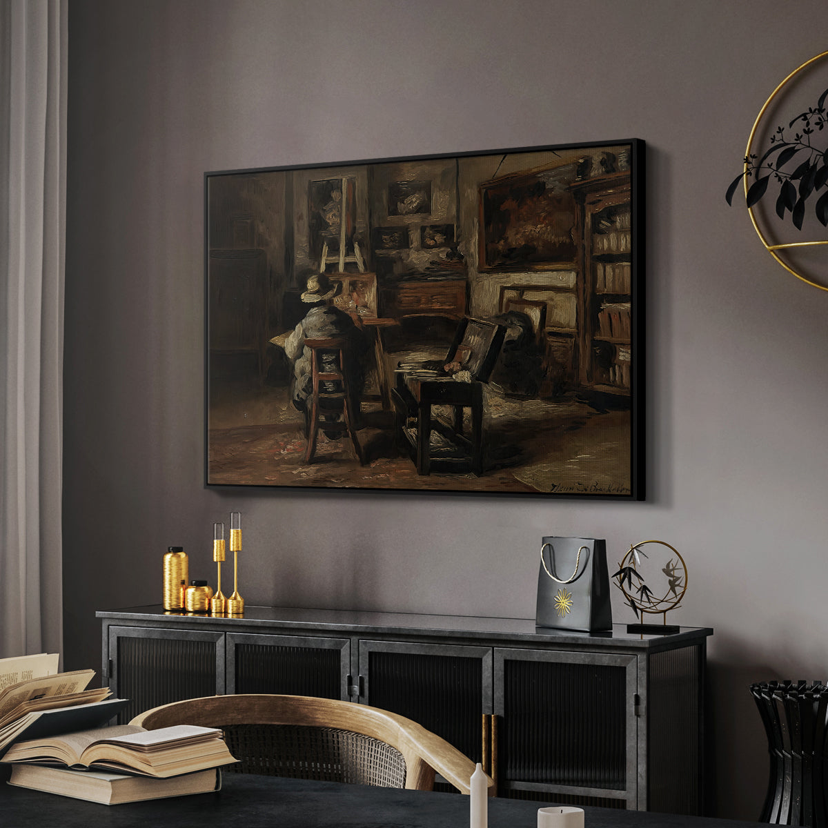 The Studio of Ferdinand De Braekeleer I, Father of the Painter, c. 1873-1885 - Floater Framed Canvas Print